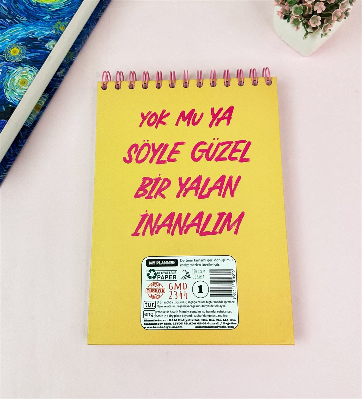 Yok Mu Ya Şöyle Güzel Bir Yalan Tasarımlı Üstten Spiralli DeftergiftmodaGmd100654