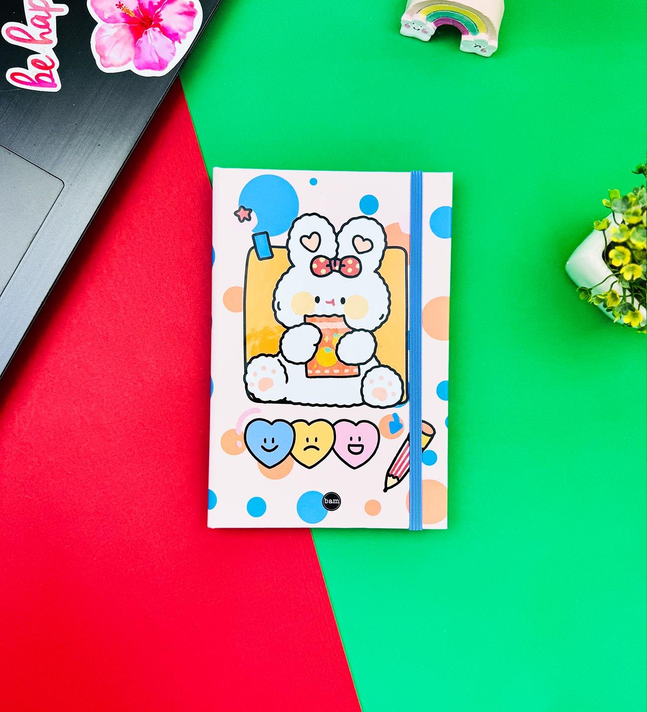 Pen Rabbit Tasarımlı Lastikli Defter	giftmodaBAM-1260