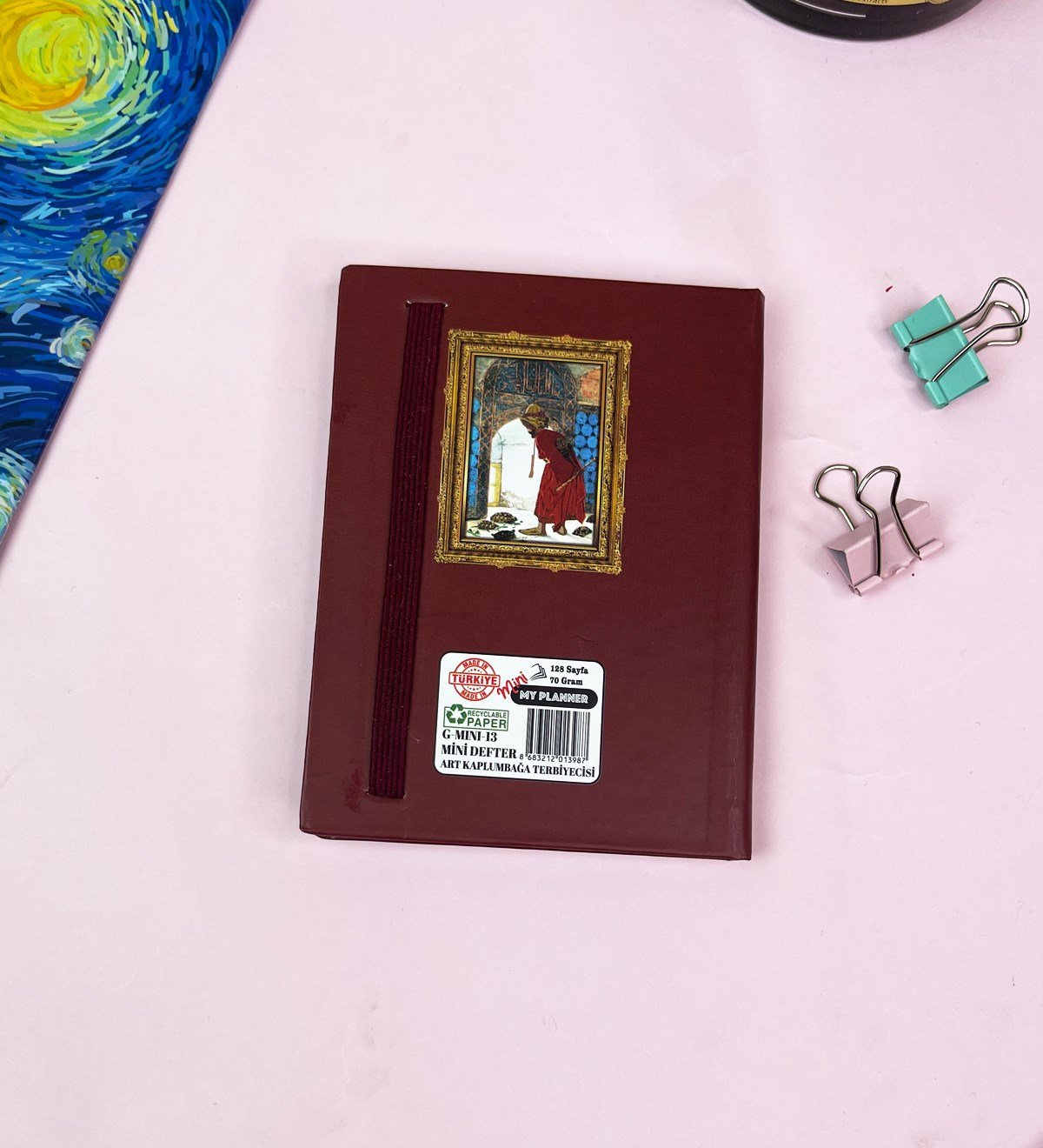 Kaplumbağa Terbiyecisi Tasarımlı Sert Kapaklı Mini DeftergiftmodaGmd100525