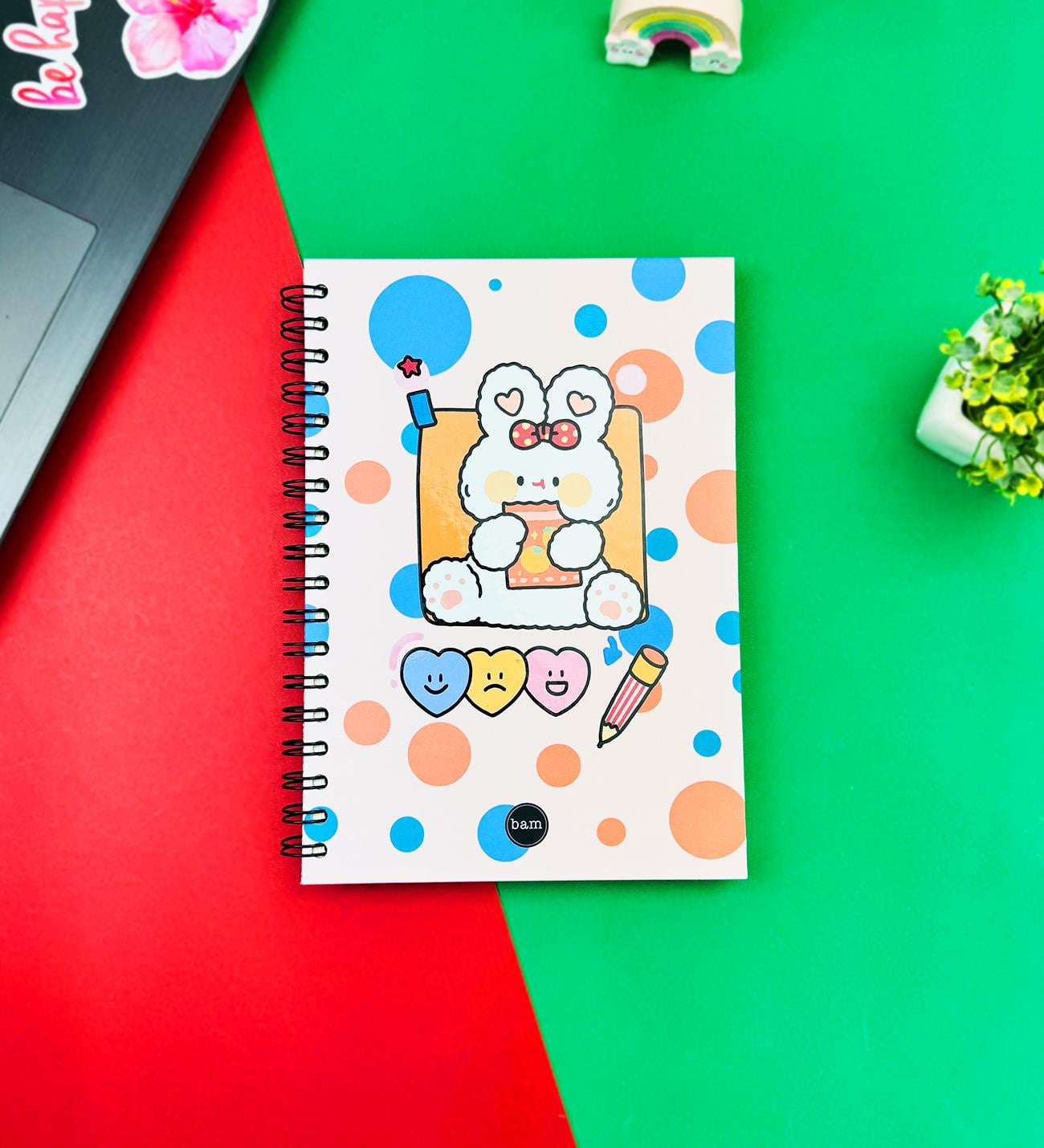 Pen Rabbit Tasarımlı Spiralli Defter giftmoda Bam-1299 