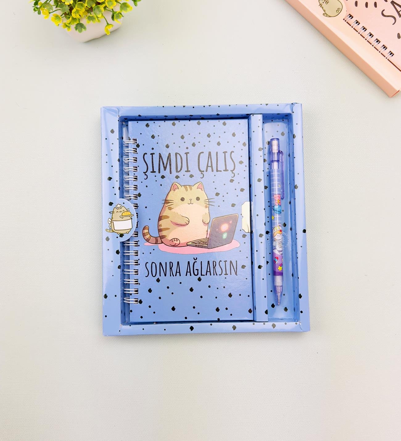 Sevimli Desenli Kilitli Defter ve Kalem SetigiftmodaHN-021-022-023