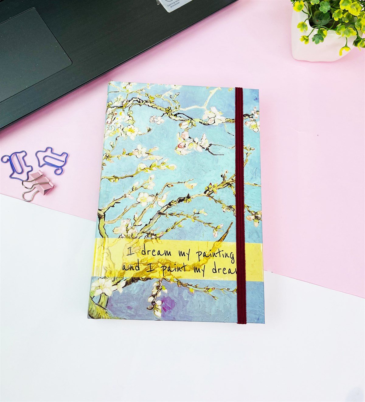 Badem Çiçeği Tasarımlı Kalın Kitap Görünümlü DeftergiftmodaGmd100552