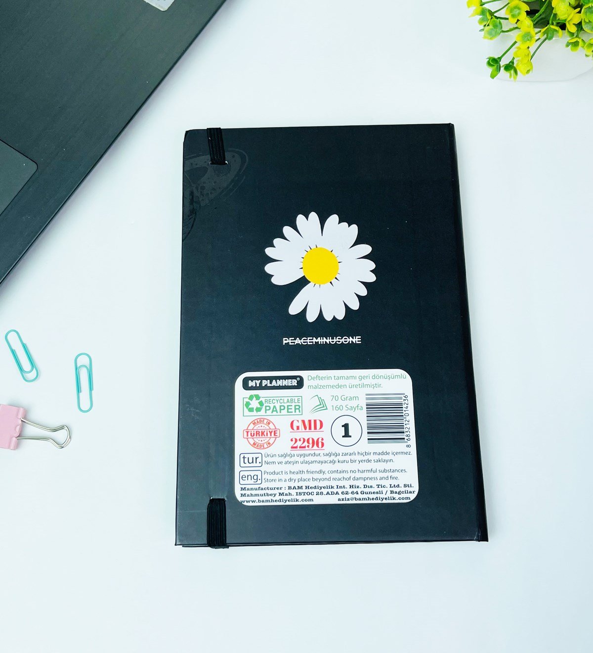 Barışcıl Papatya Tasarımlı Lastikli DeftergiftmodaGmd100454