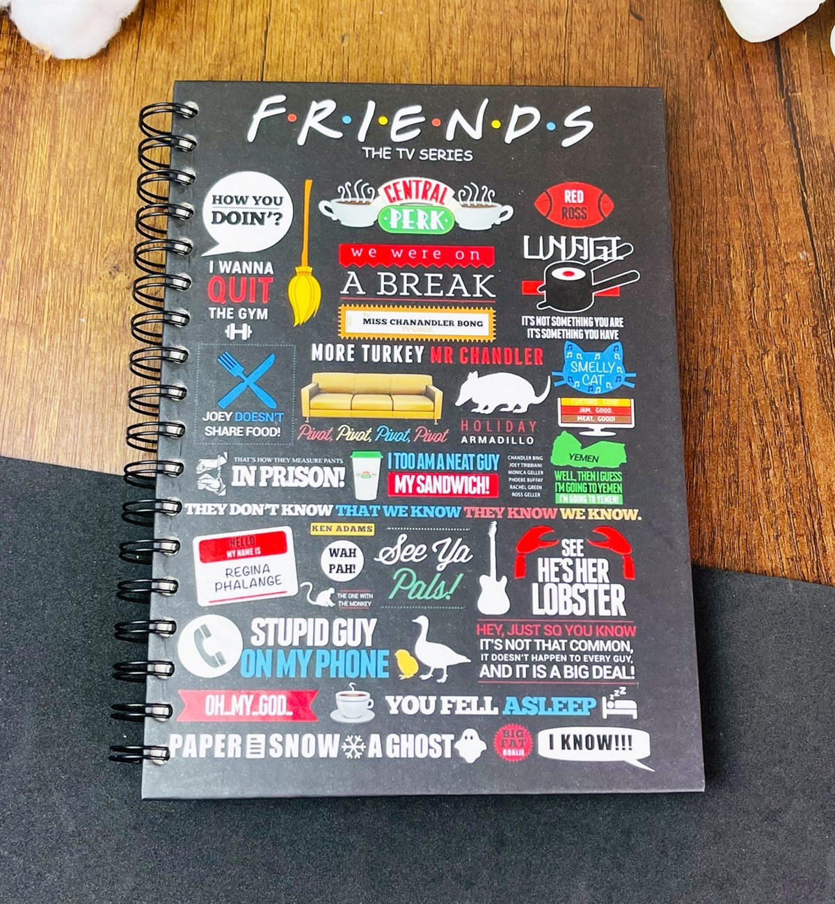 Friends Tasarımlı Çizgili Spiralli DeftergiftmodaGmd100271