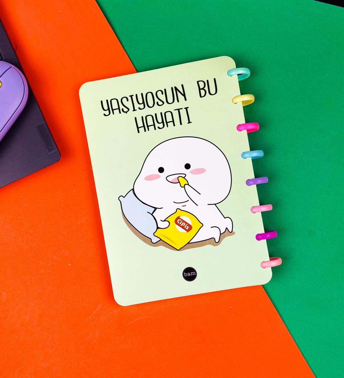 Yaşıyosun Bu Hayatı Tasarımlı Yeni Nesil Kalp Spiralli DeftergiftmodaBAM-181-6