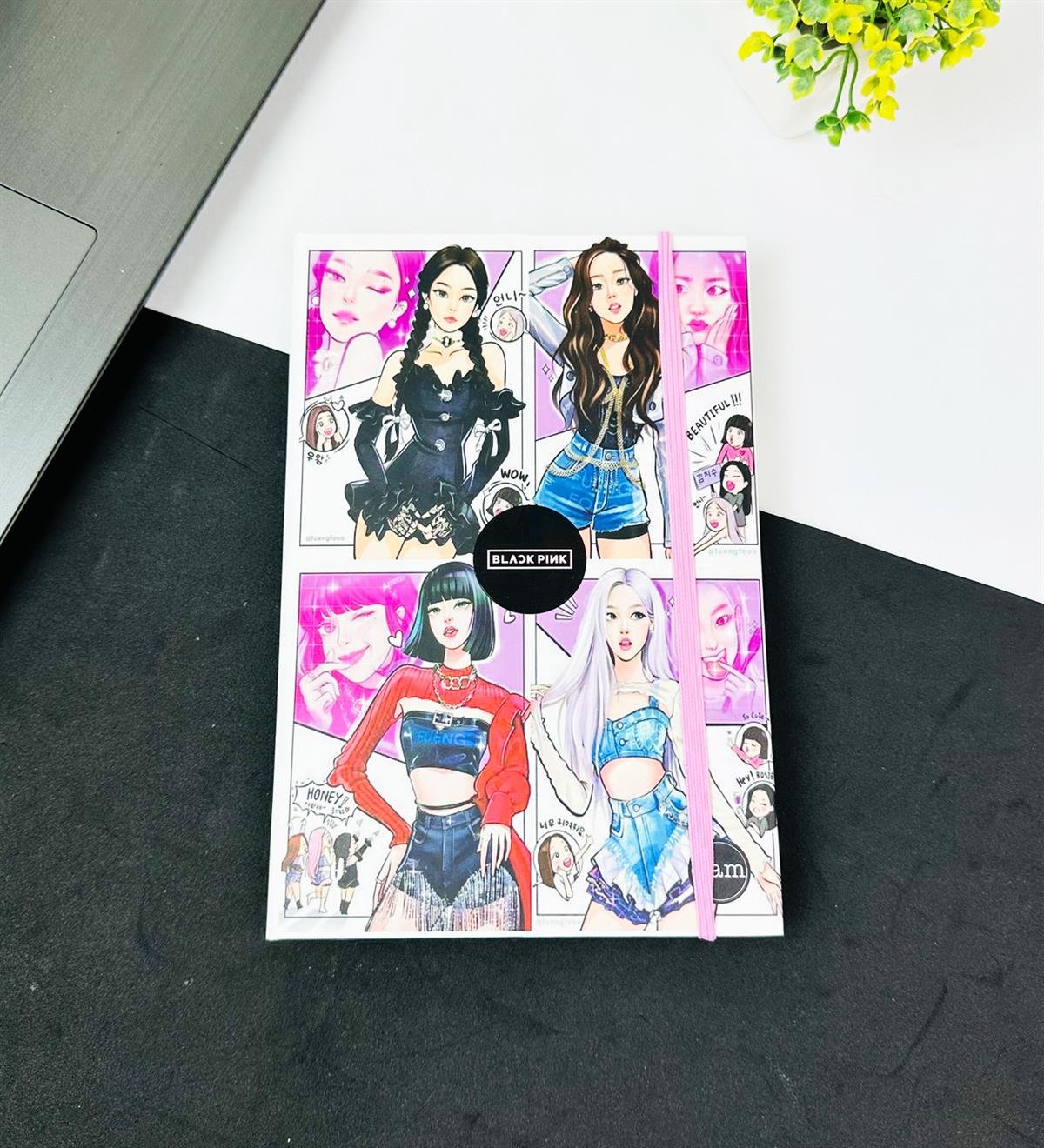 Black Pink Hero Tasarımlı Lastikli Defter	giftmodaGMD0001-17	