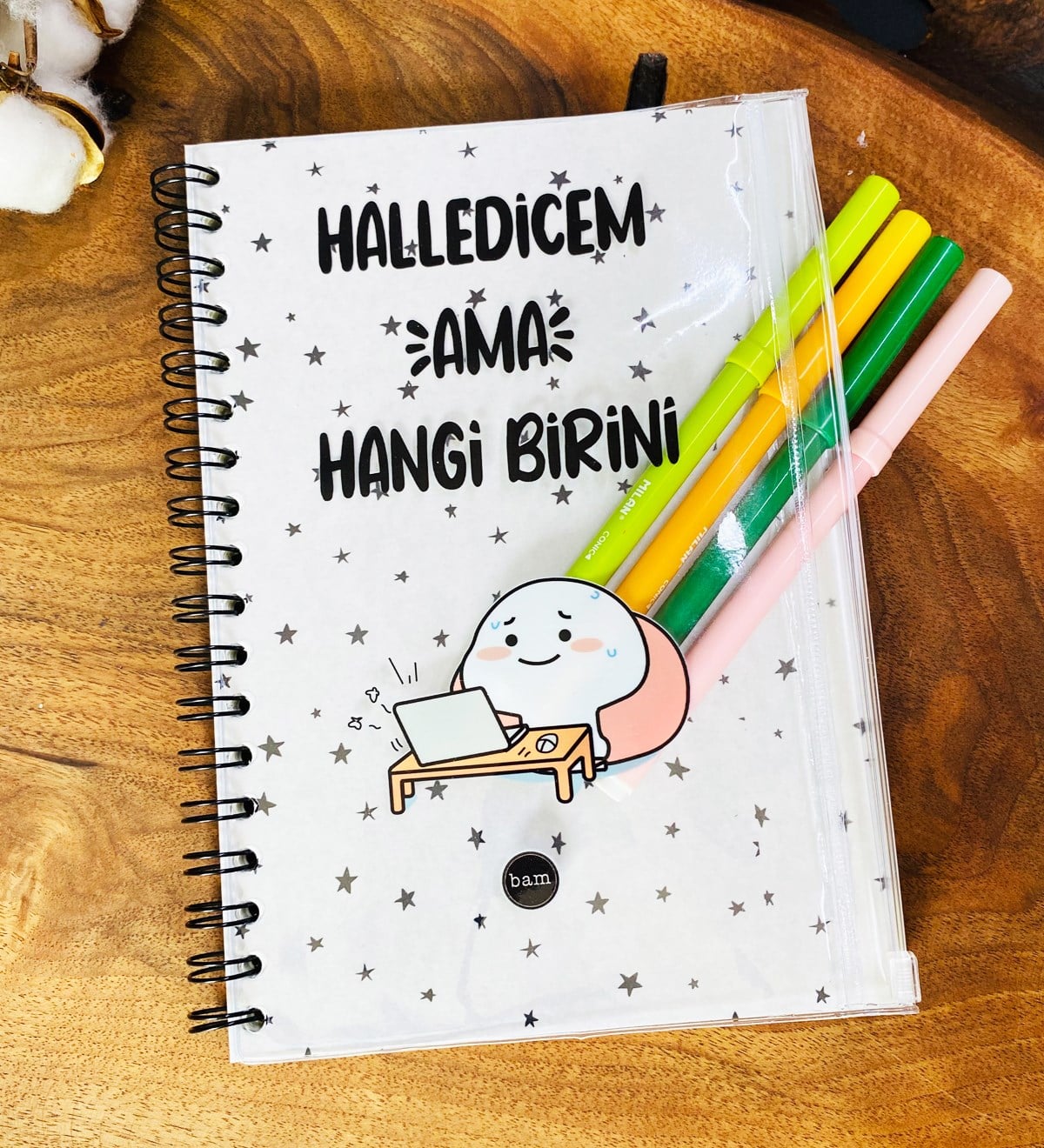 Halledicem Ama Hangi Birini Tasarımlı Çanta Kapaklı Spiralli DeftergiftmodaGmd100334