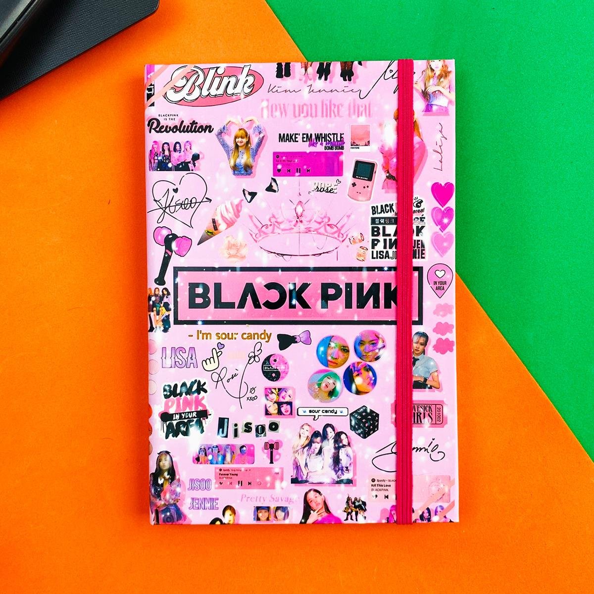 Black Pink 2 Tasarımlı Lastikli DeftergiftmodaBAM-1110