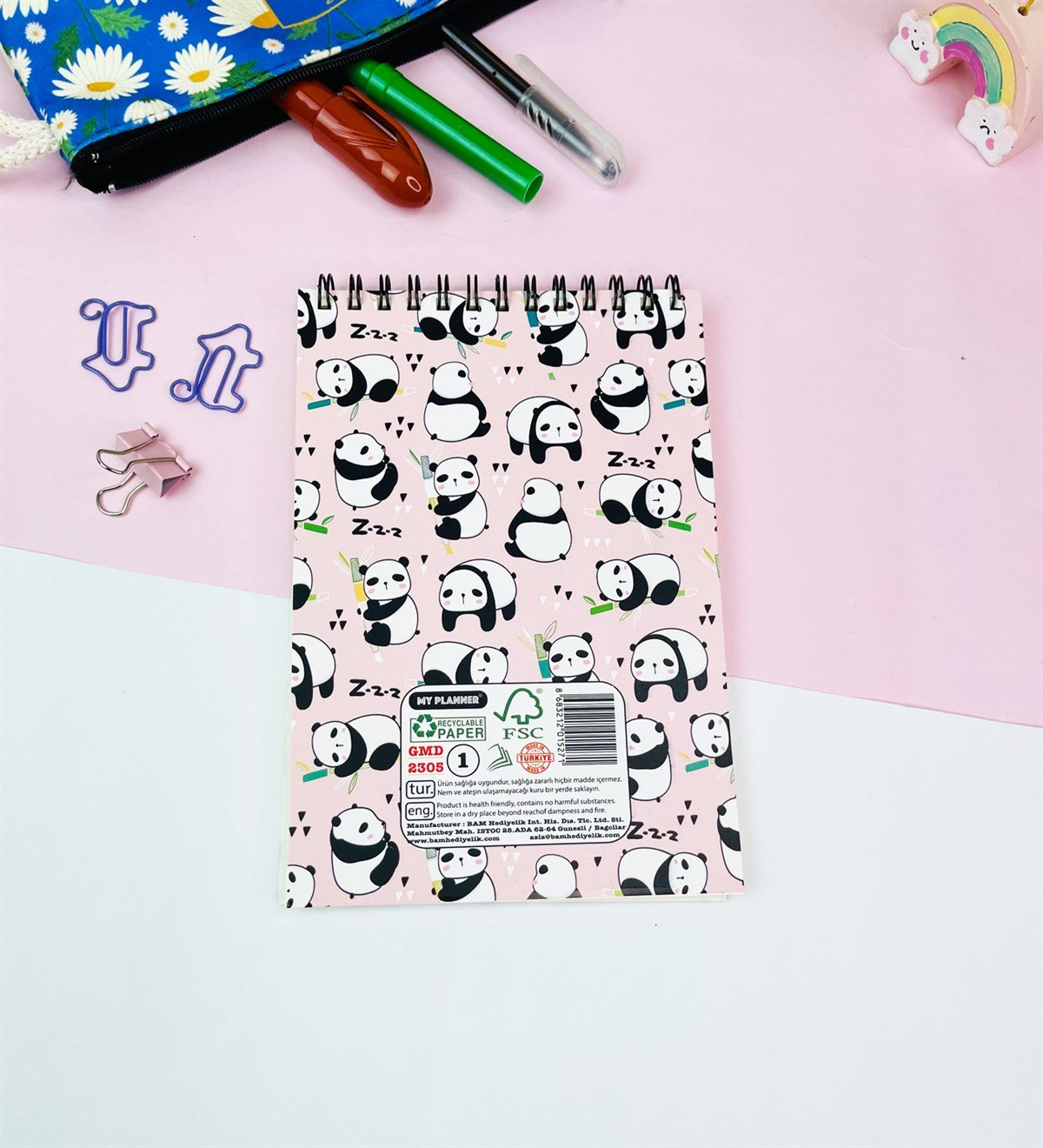 17x11Cm Sketch Book - Eskiz Defteri - 80 Gr - 60 YaprakgiftmodaGmd100579-Panda