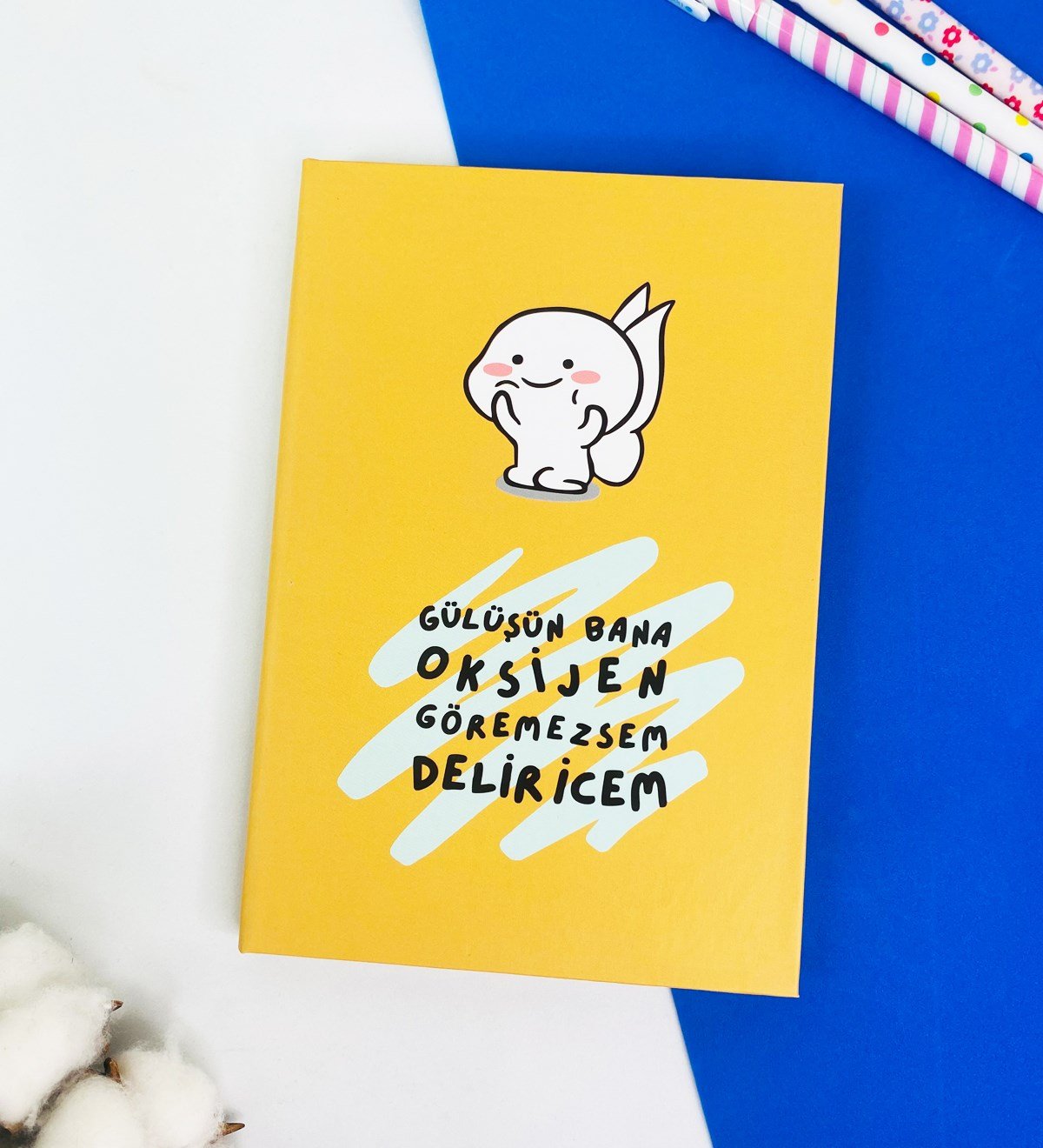 Gülüşün Bana Oksijen Tasarımlı Lastikli DeftergiftmodaGmd100311