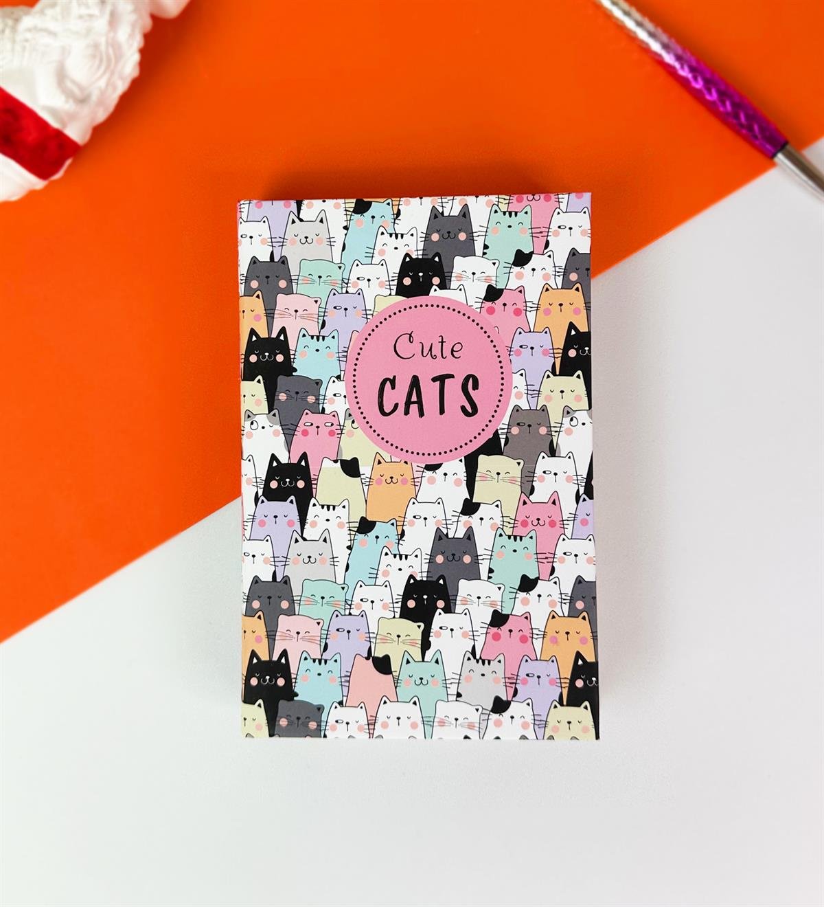 Sevimli Kedi Kalın Kitap Görünümlü Defter Ve Bez Çanta SetgiftmodaGmhs101818