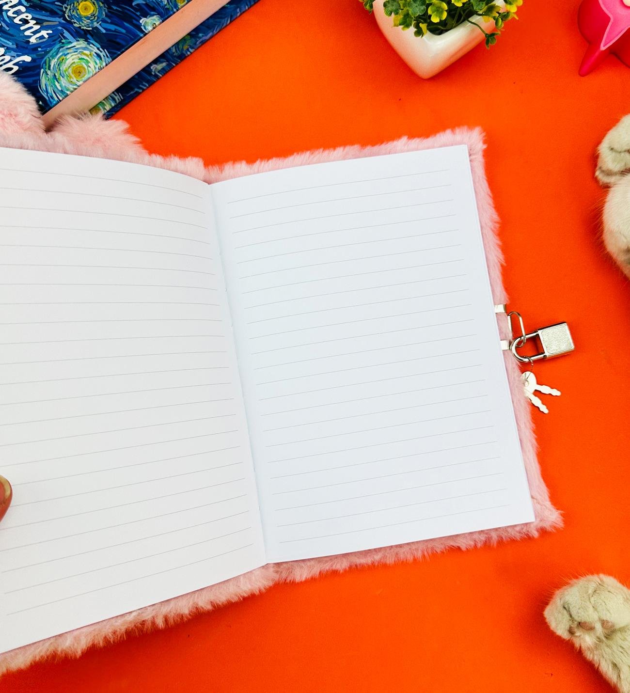 Sevimli Tavşan Tasarımlı Kilitli Peluş DeftergiftmodaBM-1056-1