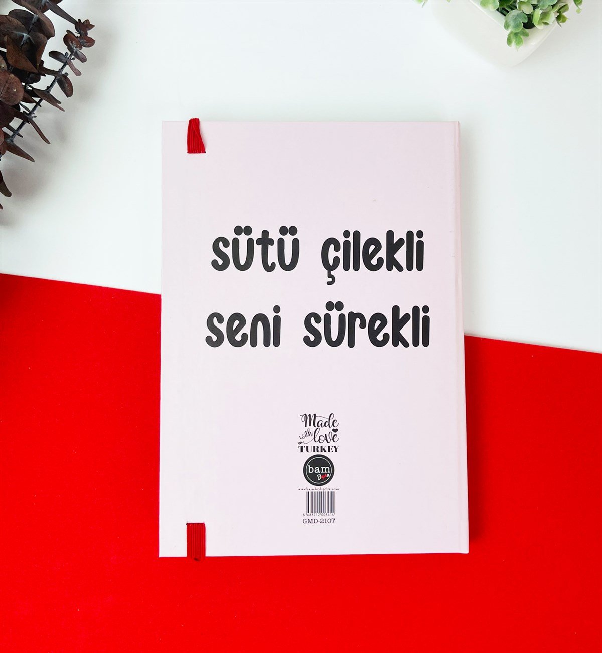 Sütü Çilekli Seni Sürekli Tasarımlı Lastikli DeftergiftmodaGmd100164
