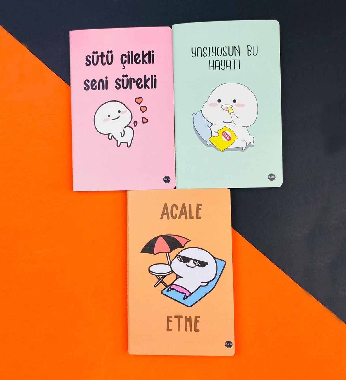 3'lü Dikişli Defter Seti Seri :7giftmodaGmd100568