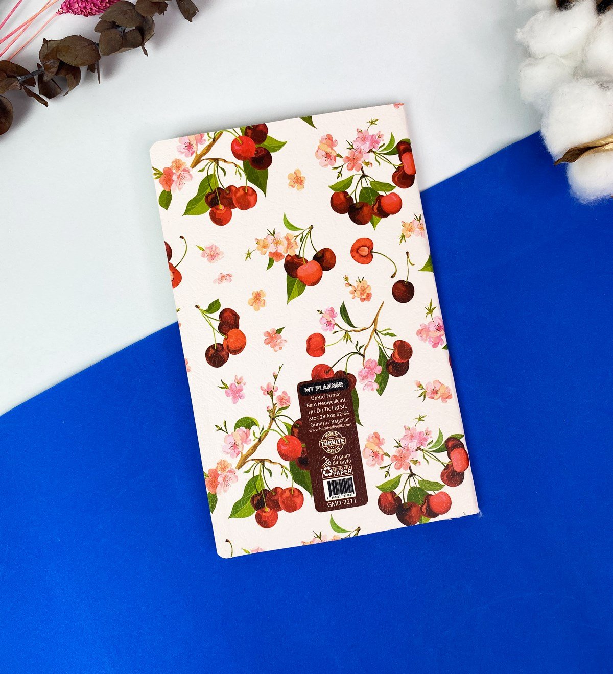 Kiraz Tasarımlı Dikişli DeftergiftmodaGmd100344