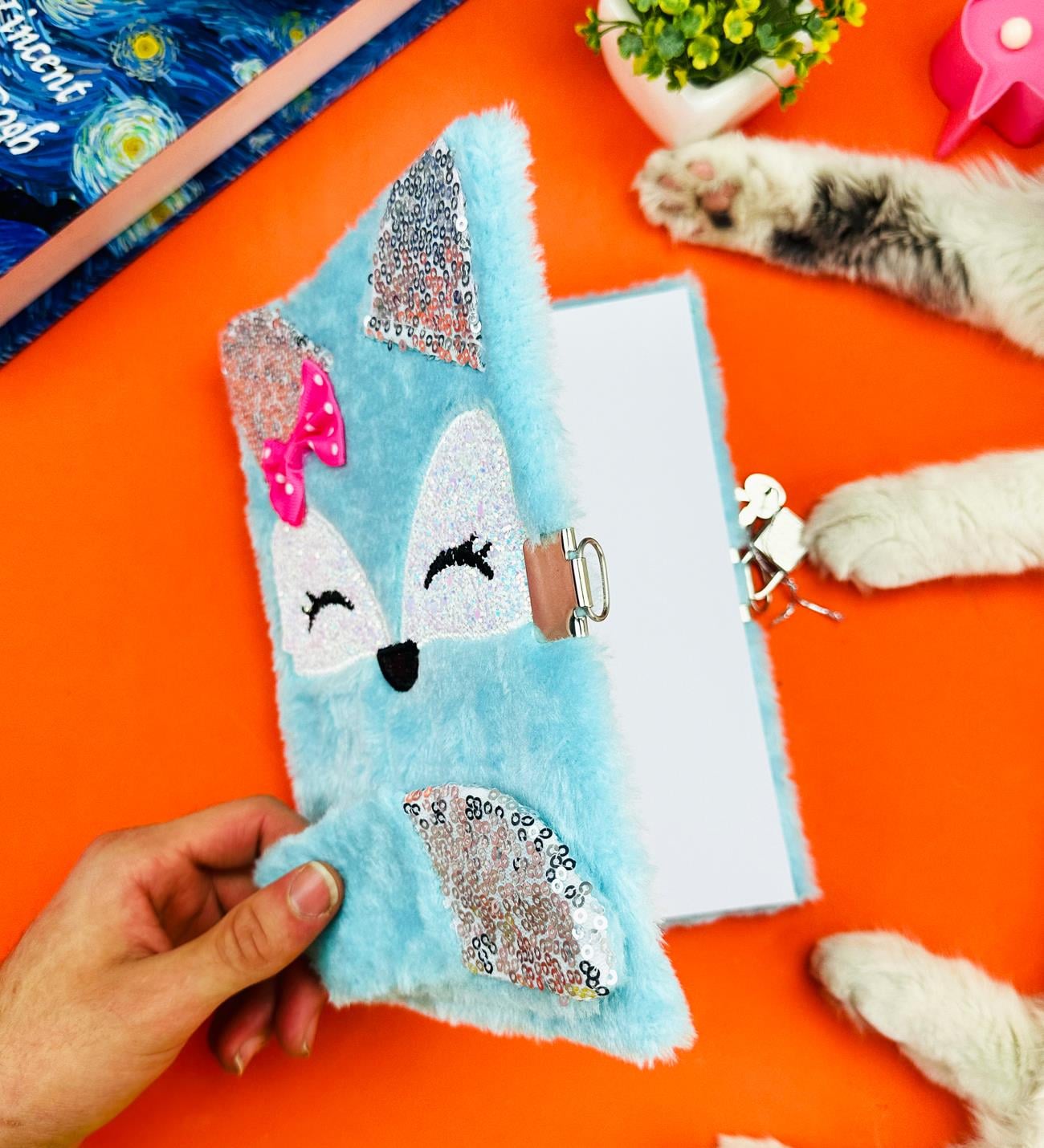 Sevimli Köpek Tasarımlı Kilitli Peluş DeftergiftmodaBM-1056	