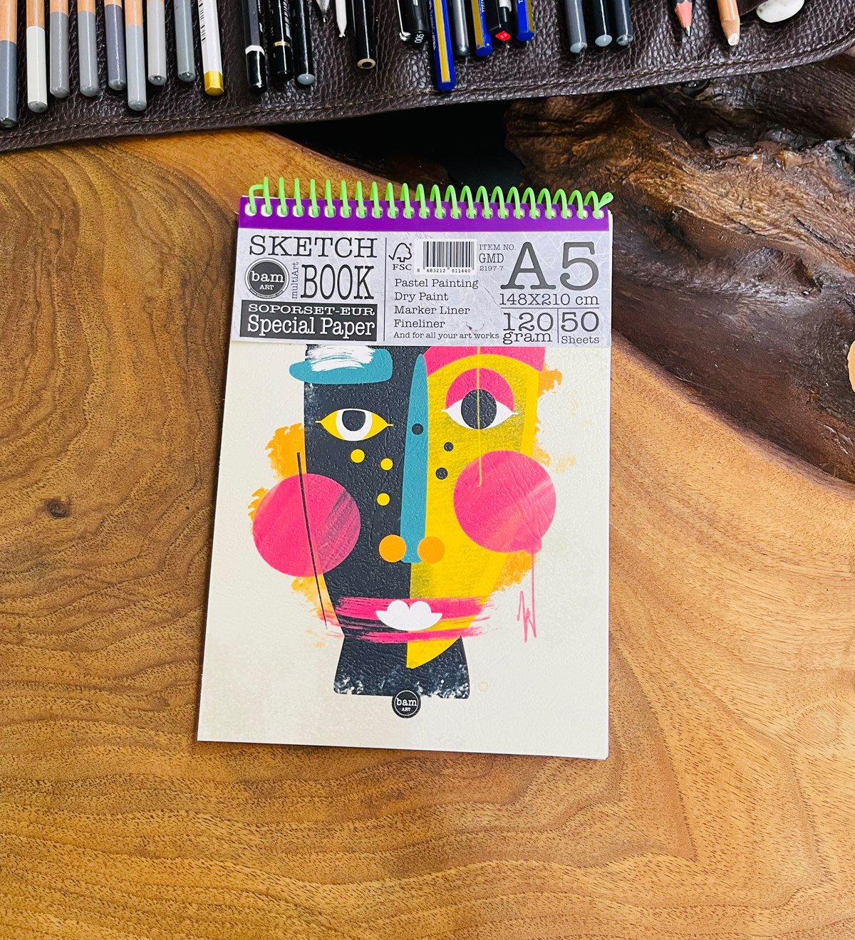 A5 Skecth Book - Eskiz Defteri - Spiralli Tutuş / Grenli Sert Tasarım KapakgiftmodaGmd100275-Soyut