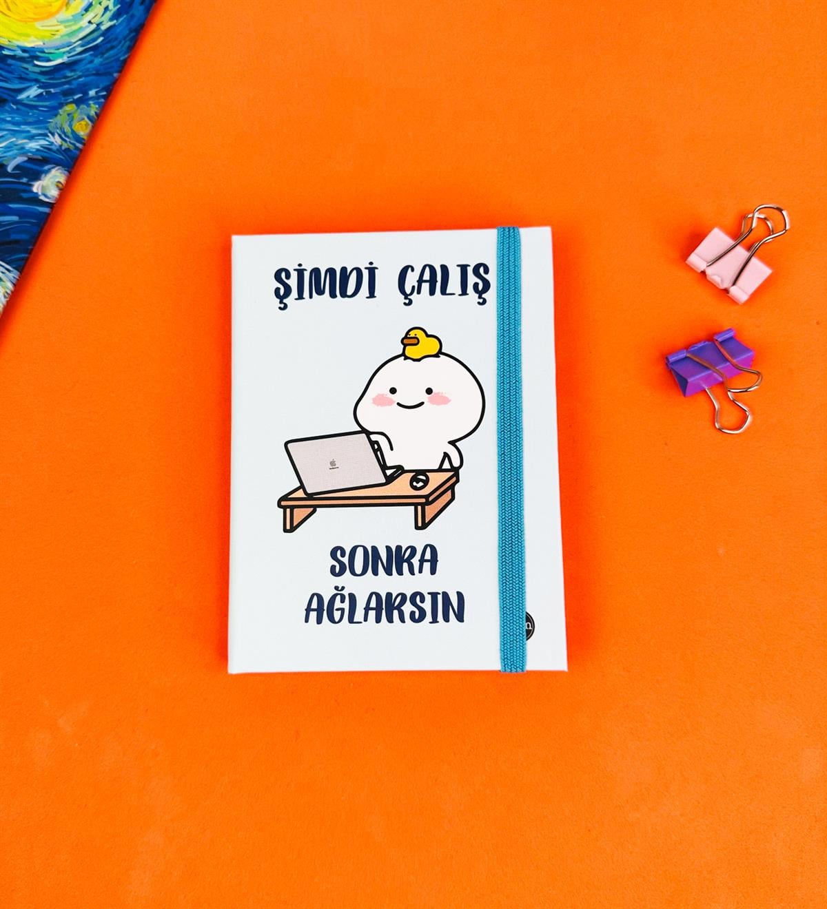 Şimdi Çalış Sonra Ağlarsın Tasarımlı Sert Kapaklı Mini DeftergiftmodaBam-1029-13	