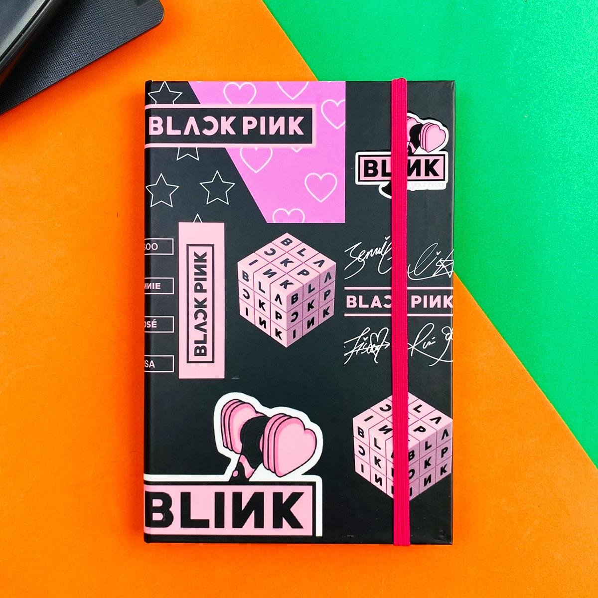 Black Pink 3 Tasarımlı Lastikli DeftergiftmodaBAM-1108