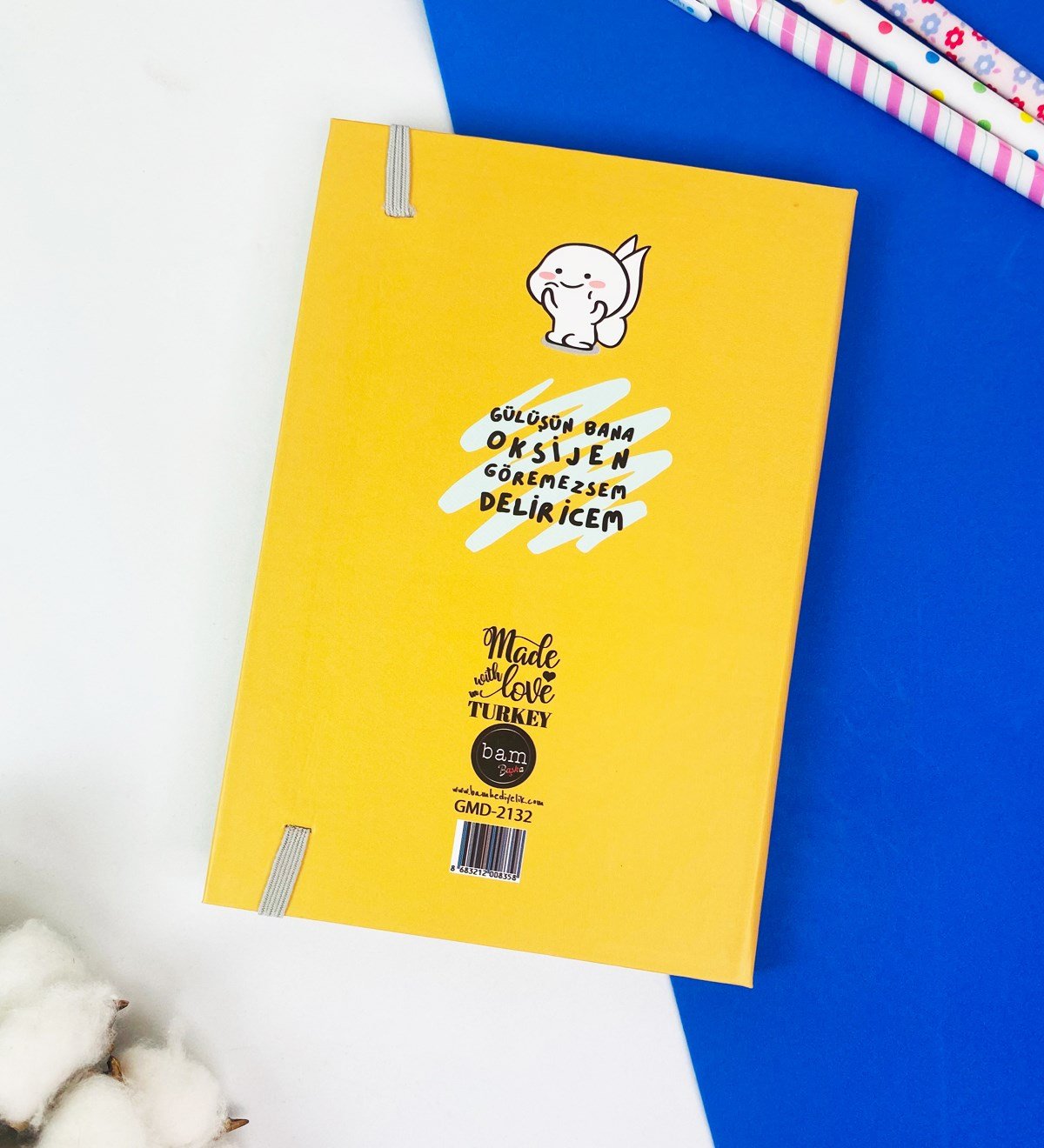 Gülüşün Bana Oksijen Tasarımlı Lastikli DeftergiftmodaGmd100311