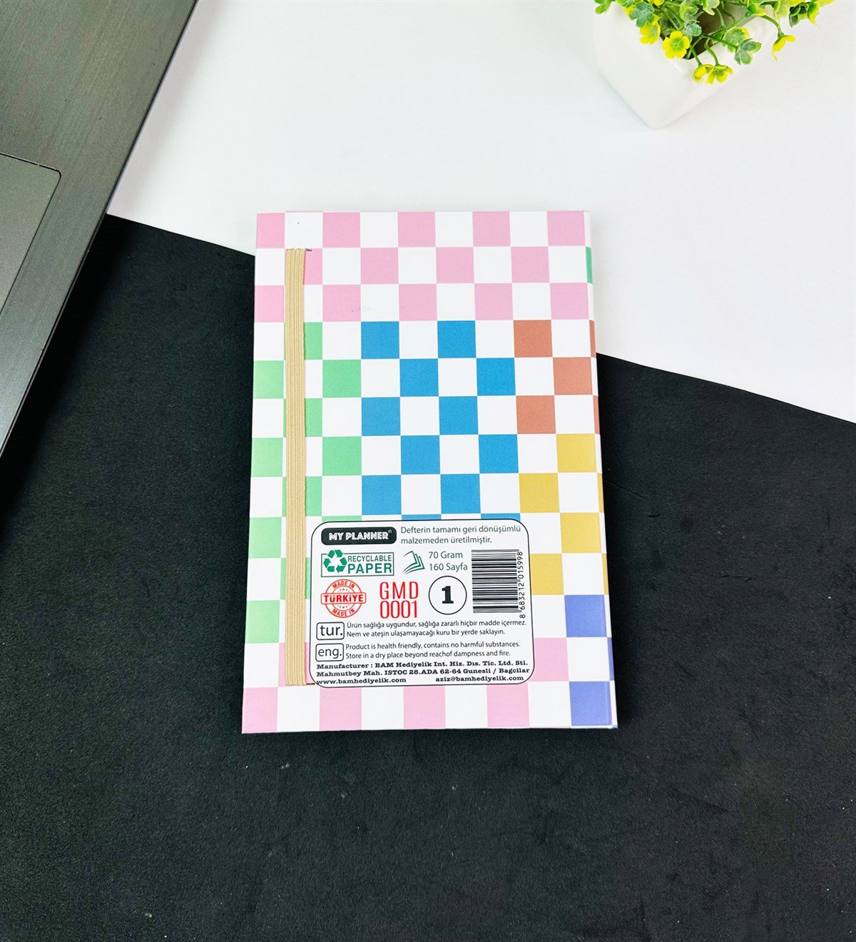 Renkli Dama Tasarımlı Lastikli DeftergiftmodaGMD0001-6	