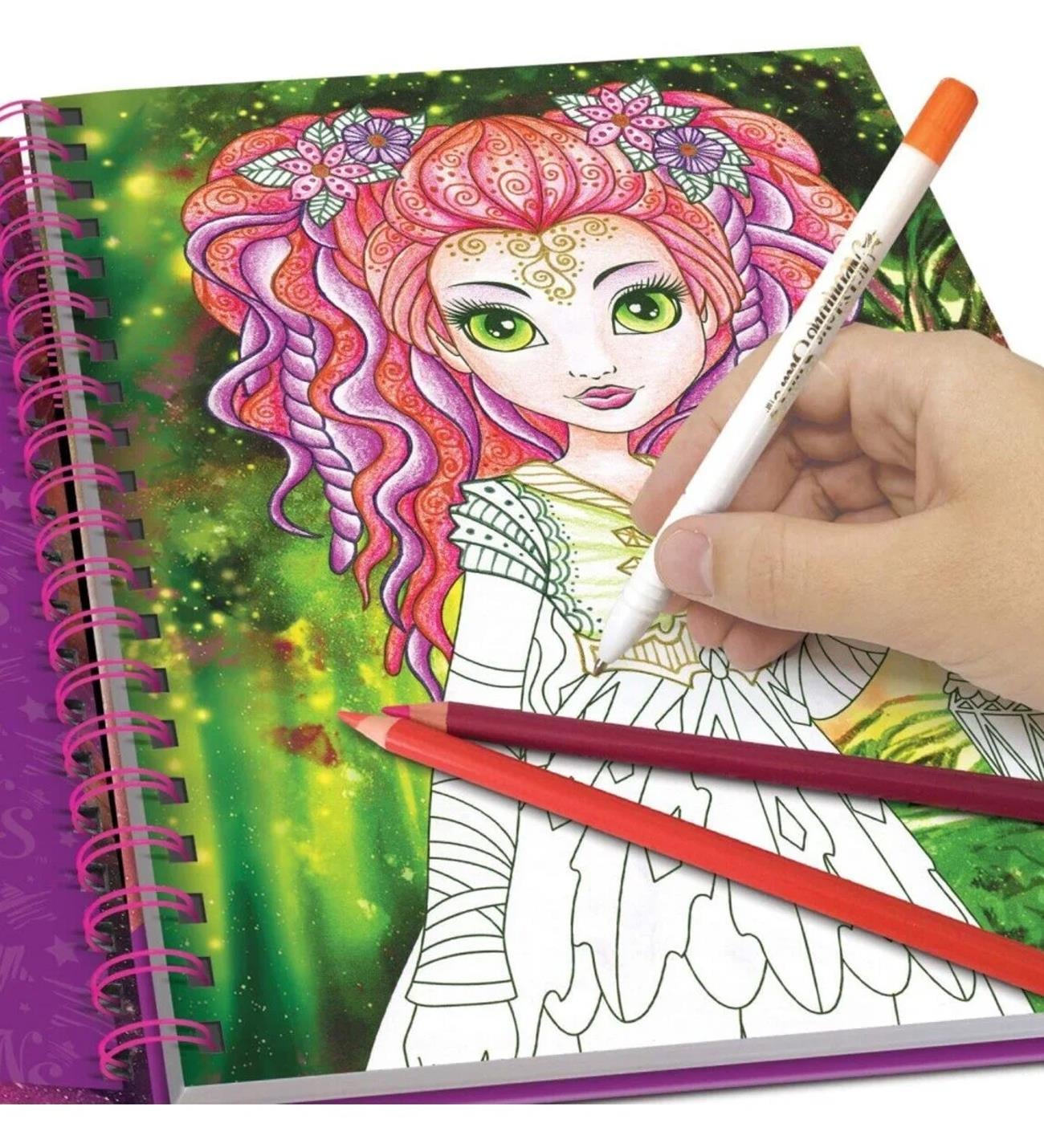 Pop Girl Boyama Kitabı – 60 Sayfa Spiral Defter – Karakter ve Mandala Desenli Boyama KitabıgiftmodaBM-2155