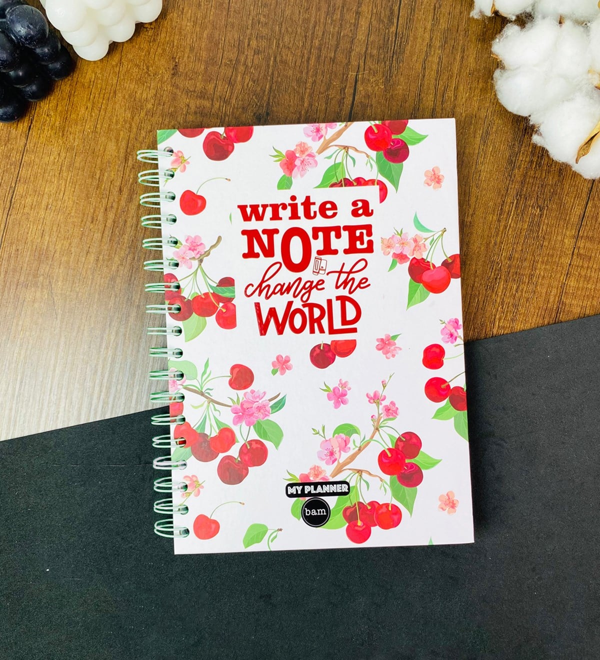 Kiraz Motto Tasarımlı Spiralli DeftergiftmodaGmd100407