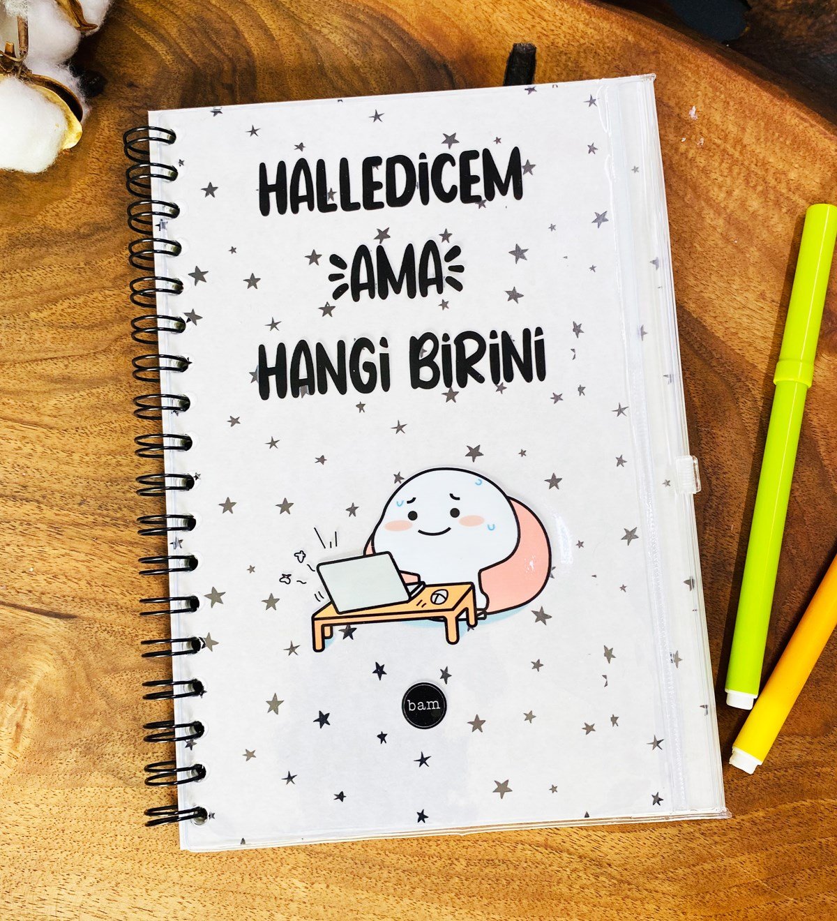 Halledicem Ama Hangi Birini Tasarımlı Çanta Kapaklı Spiralli DeftergiftmodaGmd100334