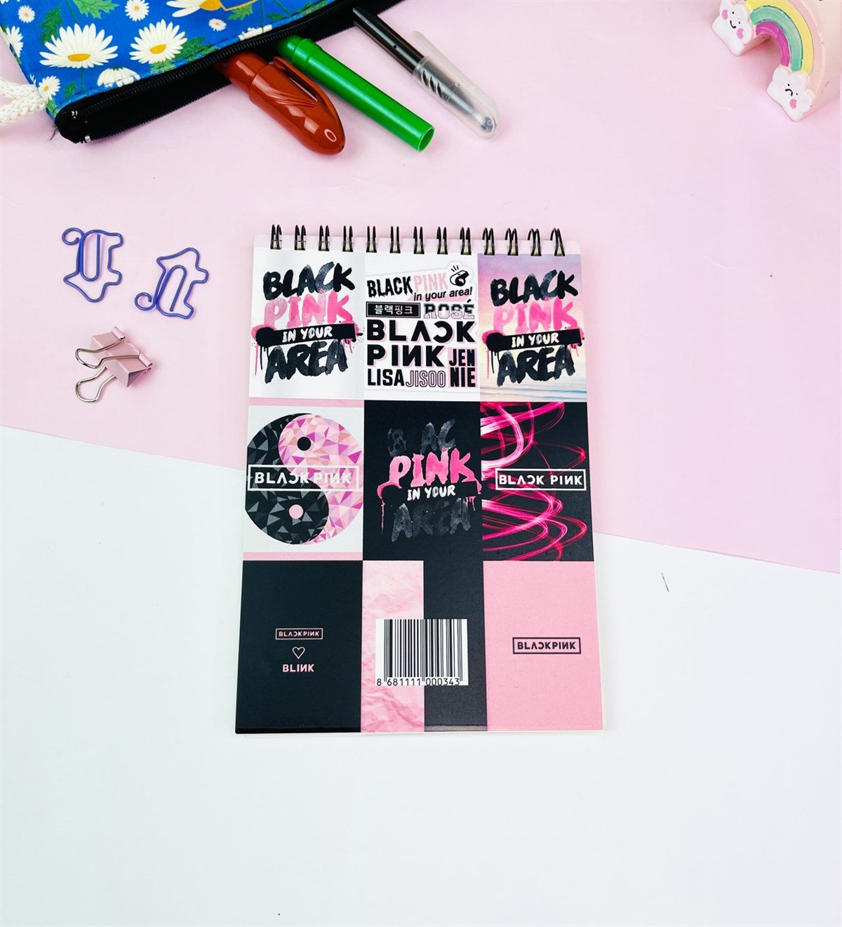 17x11Cm Sketch Book - Eskiz Defteri - 80 Gr - 60 YaprakgiftmodaGmd100577-Black-Pink
