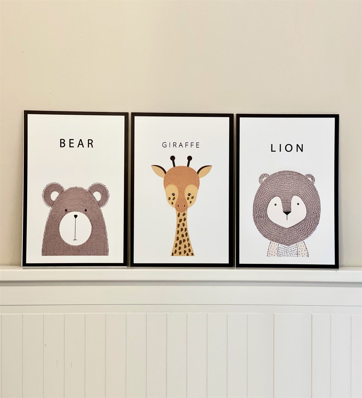 Aslan Zürafa Ayı Tasarımlı Çocuk Odası Duvar Panosu 3'lü SetgiftmodaGM-P-17