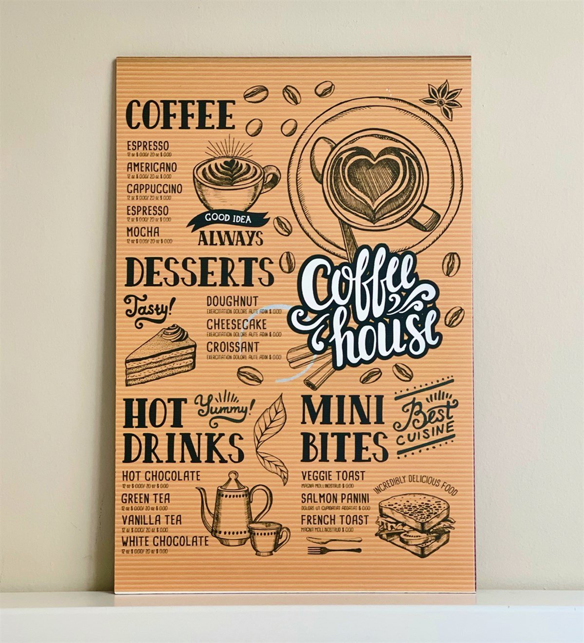 Coffe House Tasarımlı Duvar Panosu 3'lü SetgiftmodaGM-P-27