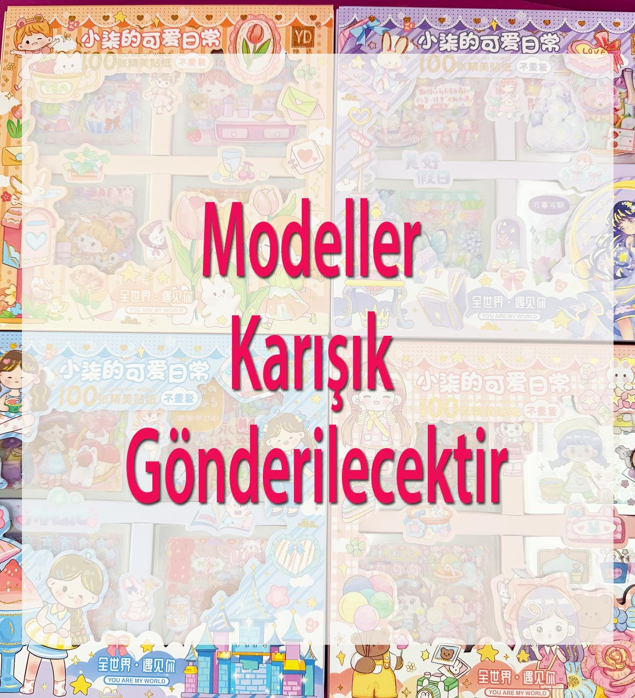 Sevimli Kız Tasarımlı 100'lü Şeffaf StickergiftmodaBM-1573