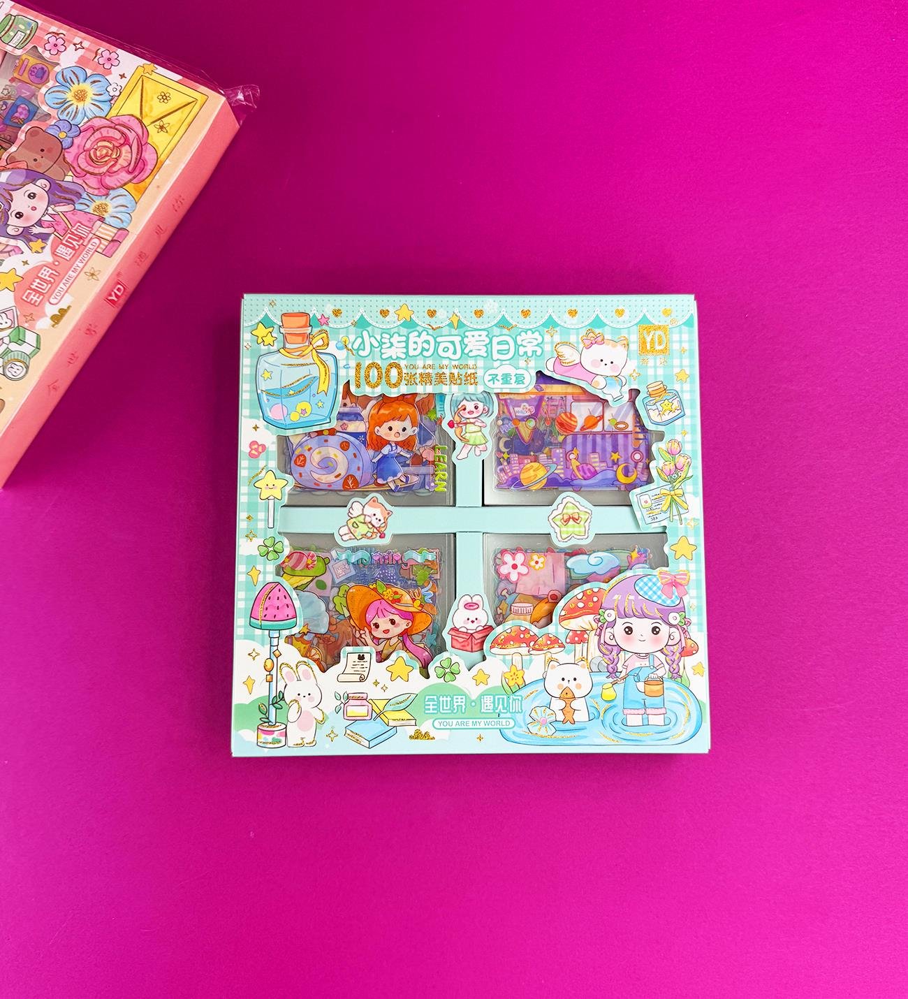 Sevimli Kız Tasarımlı 100'lü Şeffaf StickergiftmodaBM-1573