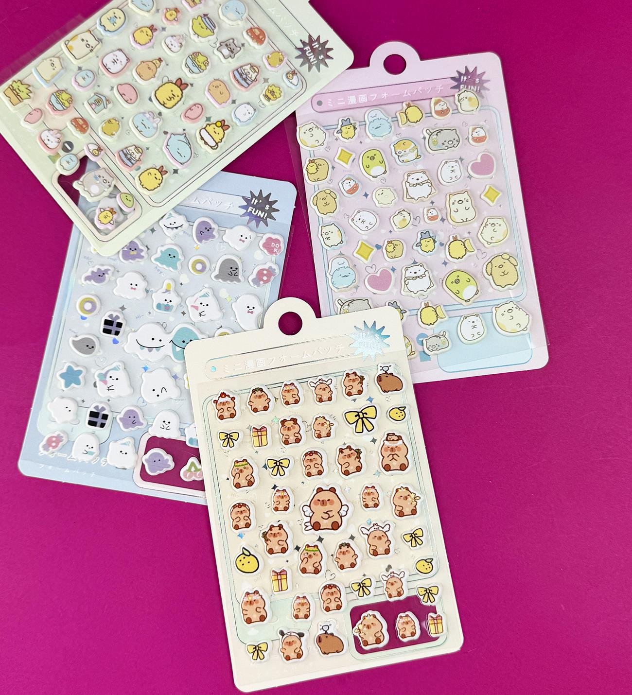 3'lü Hayvan Figürlü Kabartmalı Puf StickergiftmodaBM-1499