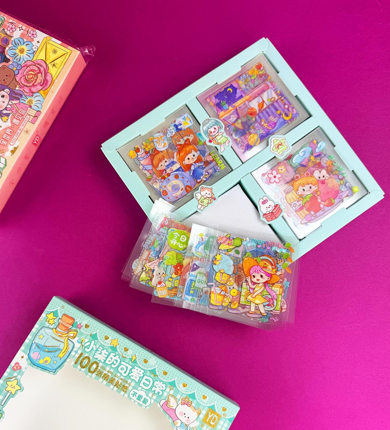 Sevimli Kız Tasarımlı 100'lü Şeffaf StickergiftmodaBM-1573