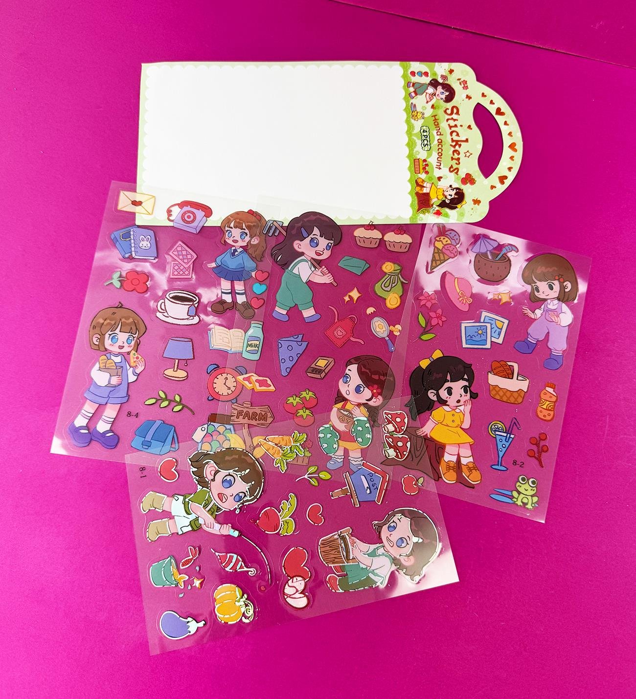 3'lü Sevimli Kız Şeffaf StickergiftmodaBM-1508