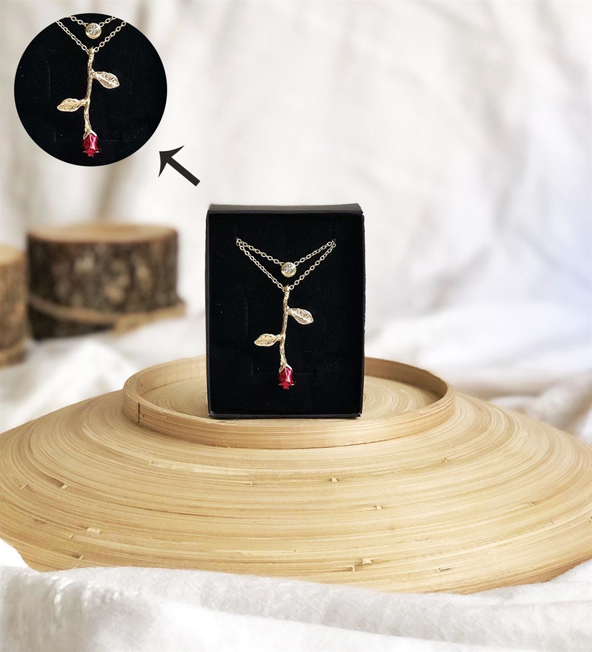Gül Tasarımlı KolyeGiftmodaGül-Kolye