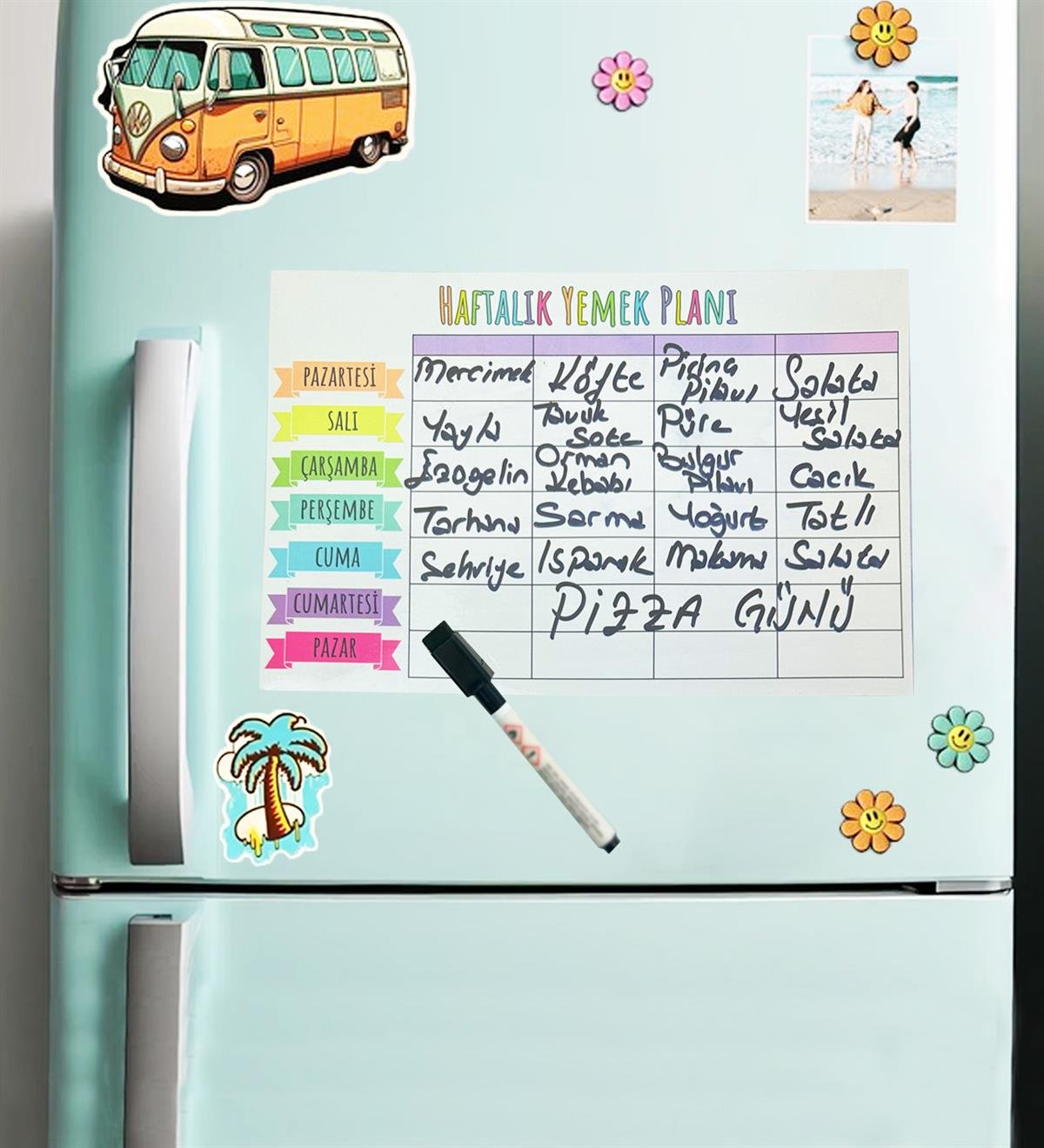 Haftalık Yemek Planlanlayıcı Buzdolabı Magneti Silyaz Kalem HediyeligiftmodaGmig000071