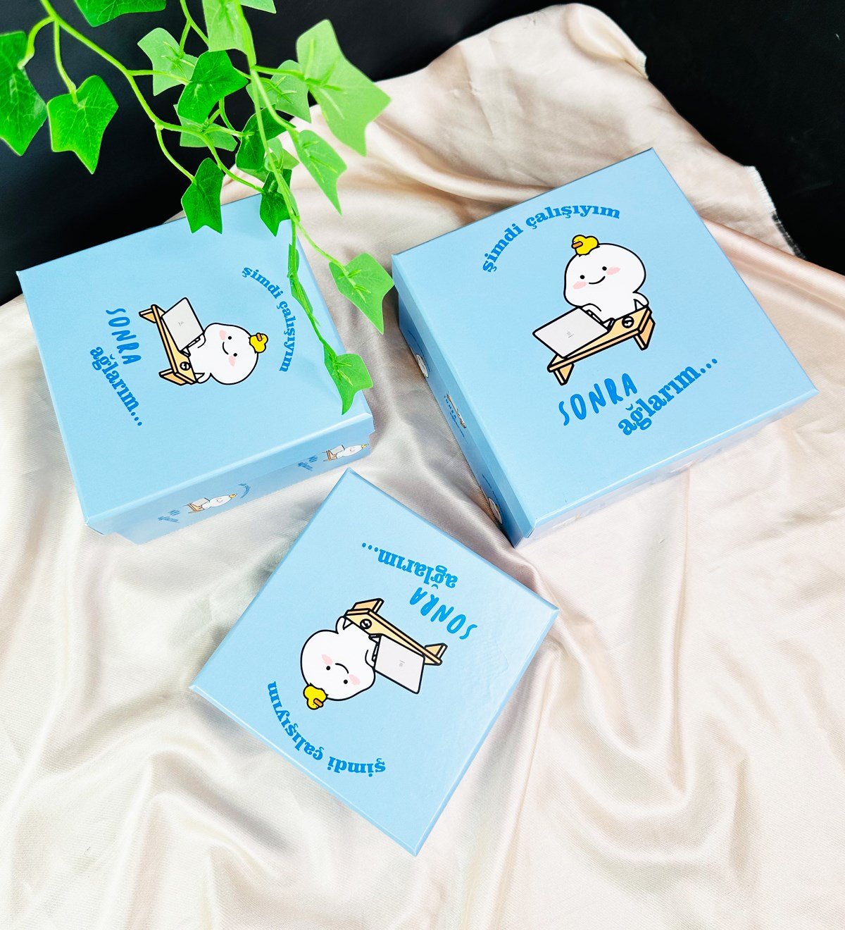 Şimdi Çalışıyım Sonra Ağlarım Tasarımlı 3'lü KutugiftmodaGmhk10062