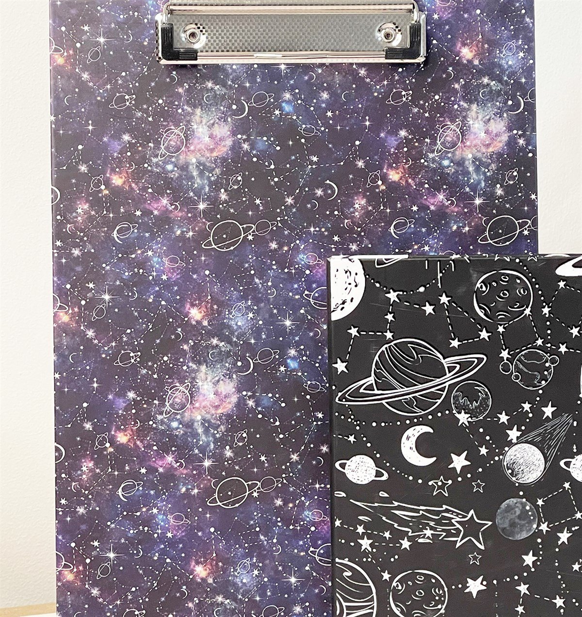 Gökyüzü Tasarımlı Sekreterlik Ve Saturn Ay Yıldız Lastikli Defter SetgiftmodaGmhs101197