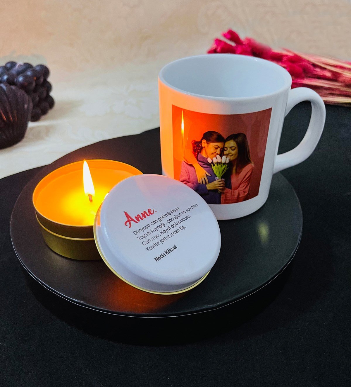 Kişiye Özel Anne Tasarımlı Kokulu Mum Ve Kupa Set giftmodaGmhs101613