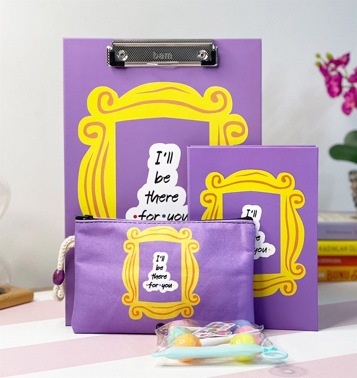 Seninin İçin Orda Olacağım Tasarımlı Sekreterlik Kalemlik Defter Ve Lolipop KalemgiftmodaGmhs101190
