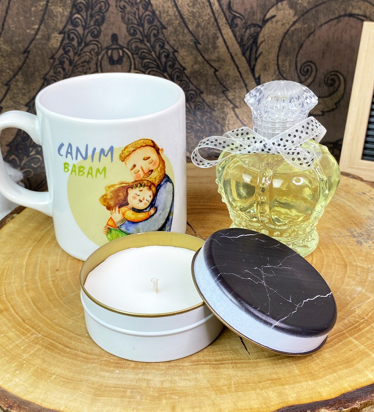 Canım Babam Kupa Mermer Mum Ve Kolanya SetgiftmodaGmhs101689