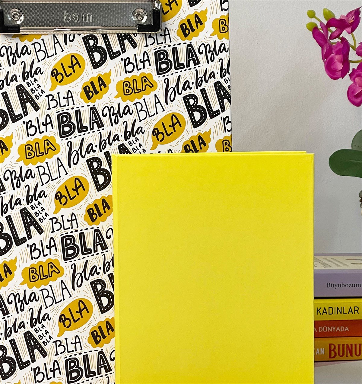Bla Bla Bla Tasarımlı Sekreterlik Ve Sarı Renk Lastikli Defter SetgiftmodaGmhs101192