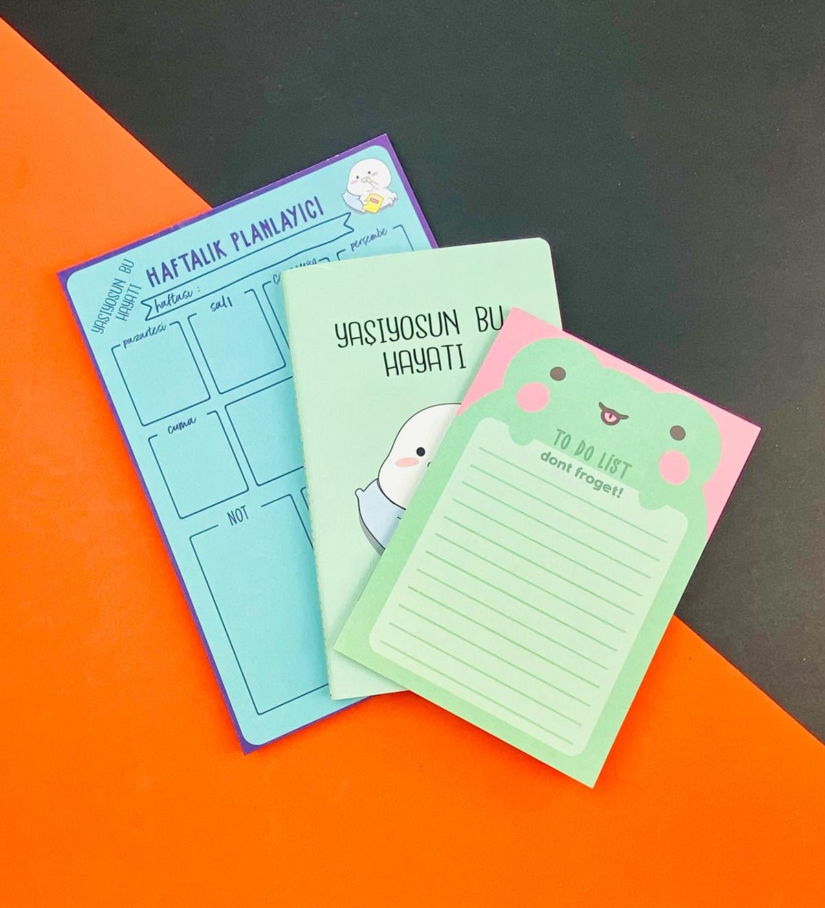 To Do List Yapılacak Listesi Dikişli Defter ve Klavye Önü Haftalık Planlayıcı Set:4giftmodaGmhs101933