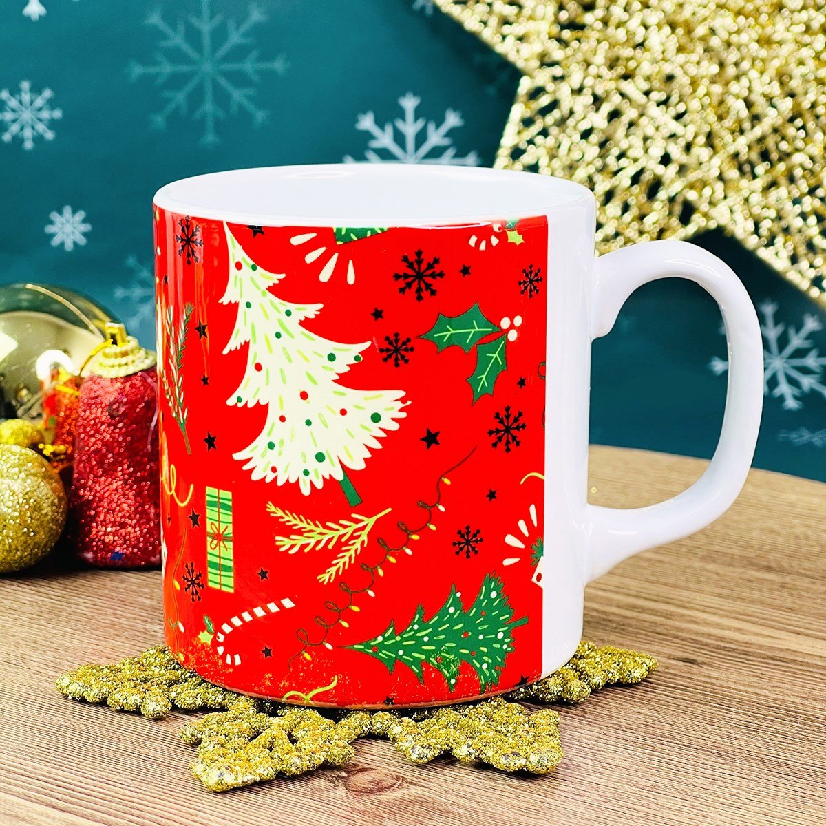 Kırmızı Noel Tasarımlı Konuşan Ajanda Kupa Ve Ayyıldız Lamba Set giftmodaGmhs101262