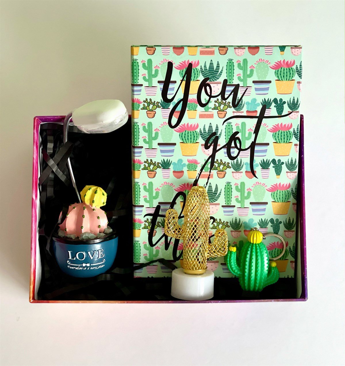 Kaktüs Lastikli Defter Kaktüs Mini Lamba Kaktüs Anahtarlık Ve Kaktüs Işıklı Masa LambasıGiftmodaGmhs101142