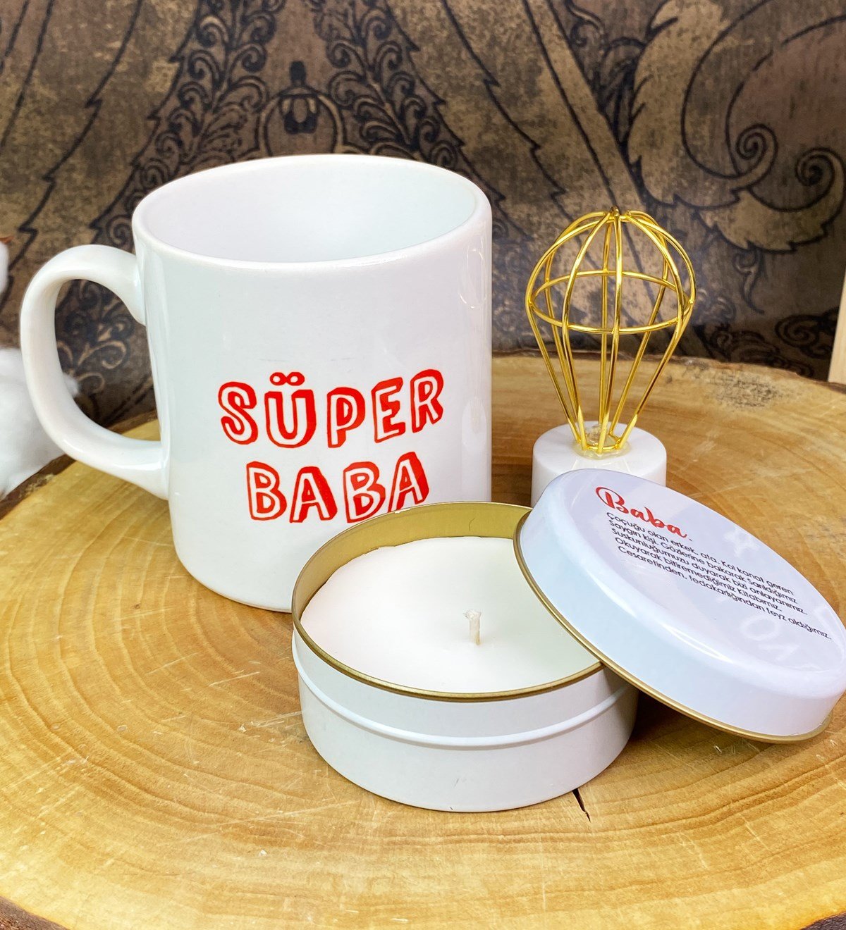 Baba Tasarımlı Mum Kupa Ve Mini Lamba SetgiftmodaGmhs101732