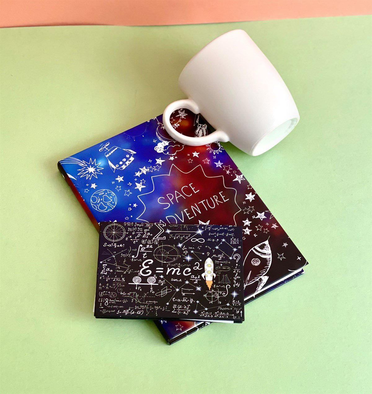 Emc2 Tasarımlı Mini Albüm Beyaz Bulut Kupa Ve Space Adventure Tasarımlı Defter SetgiftmodaGmhs100960