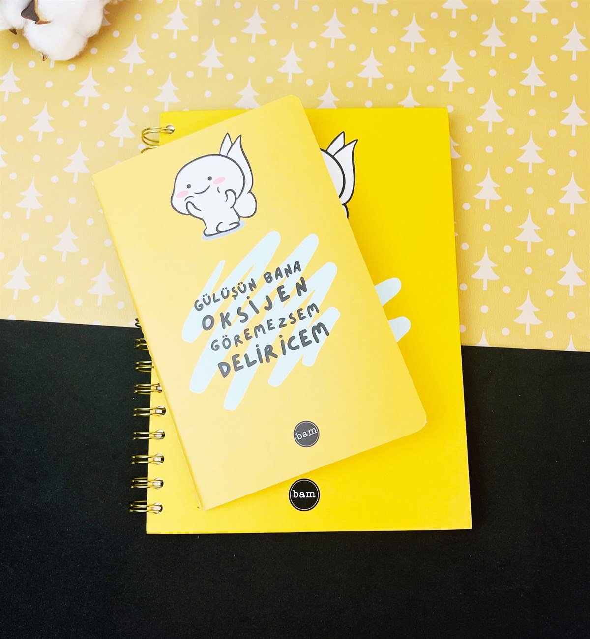 Gülüşün Bana Oksijen Tasarımlı Spiralli Defter Ve Terzi Dikişli Defter SetgiftmodaGmhs101570
